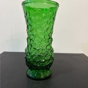 Vintage Hoosier Emerald Textured Glass Vase